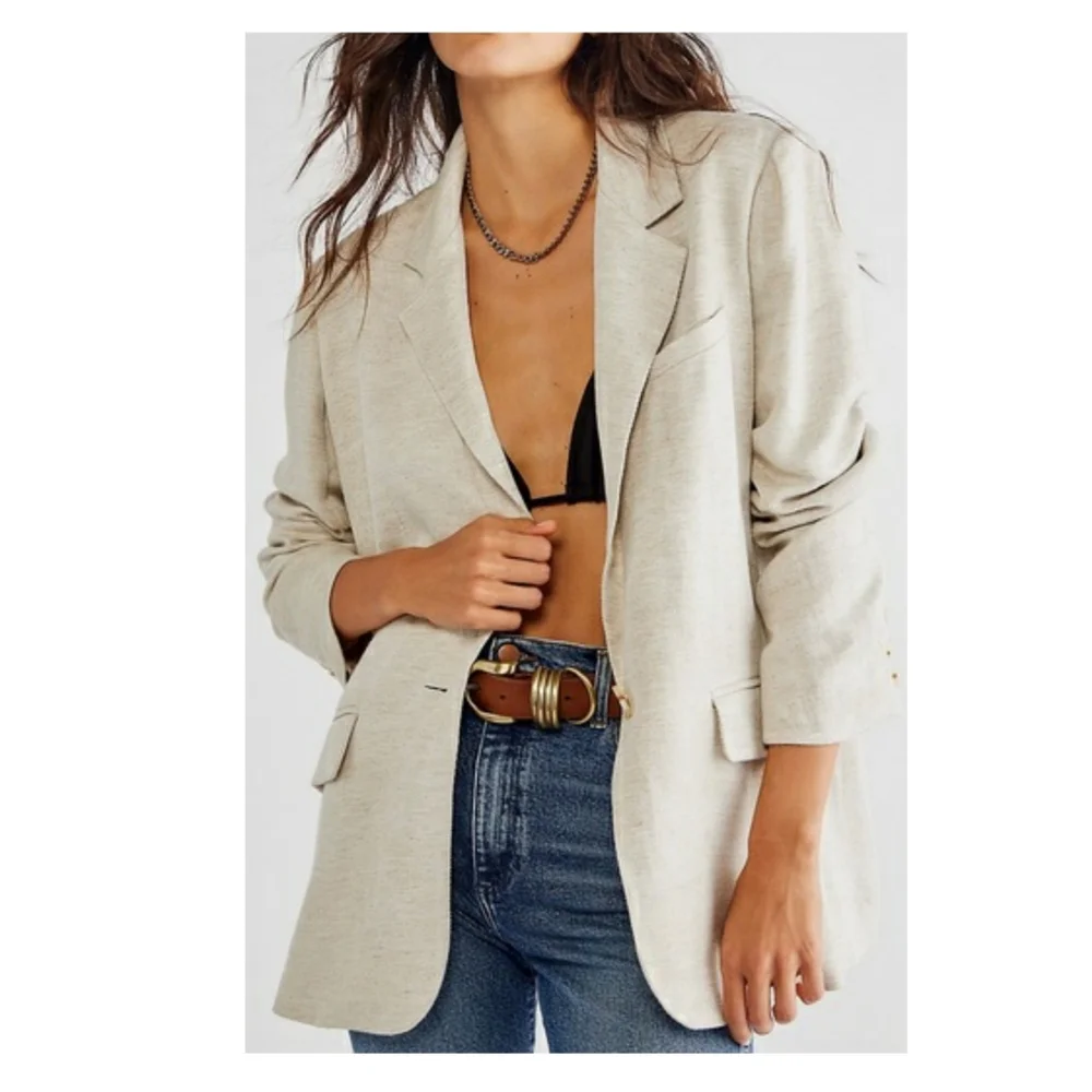 Vintage Ann Taylor LOFT Tan Wool Single Breasted Jacket Blazer - Picture 3 of 13